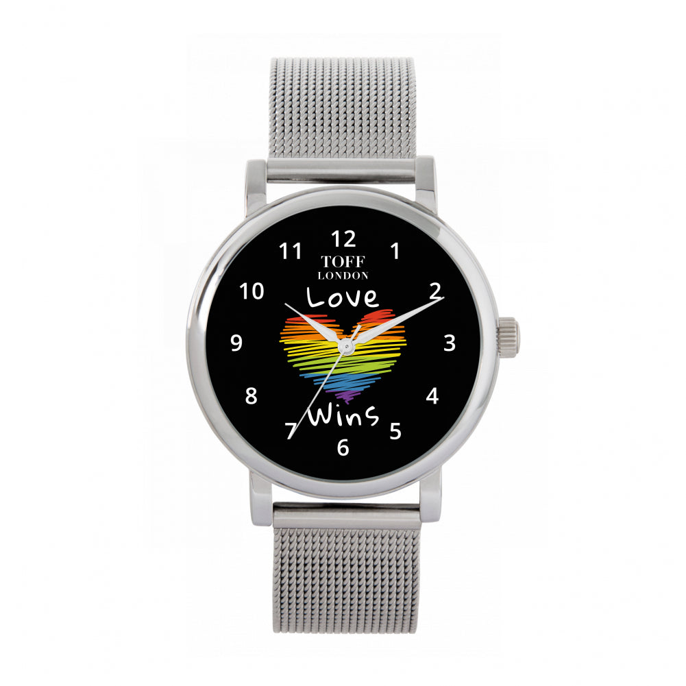 38mm Valentine Black Love Wins Heart Watch