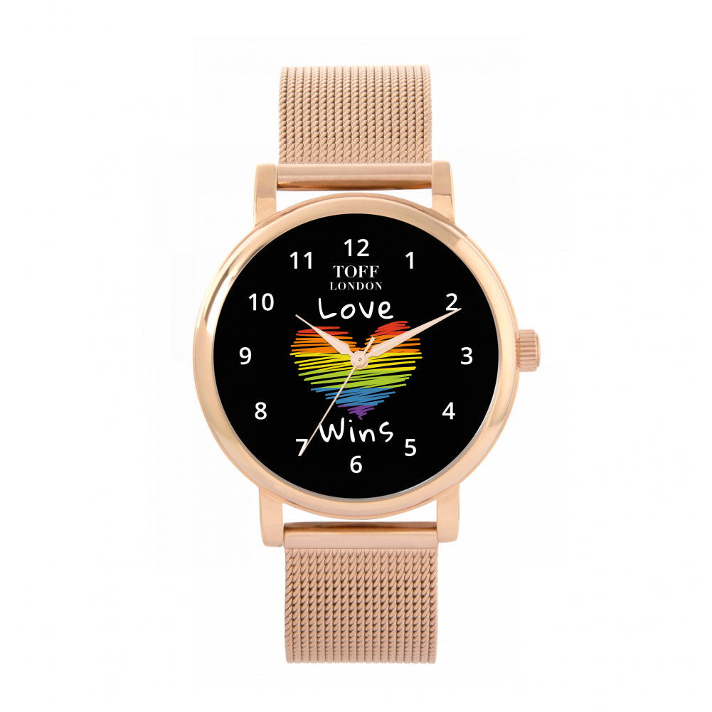 38mm Valentine Black Love Wins Heart Watch