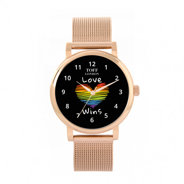 38mm Valentine Black Love Wins Heart Watch
