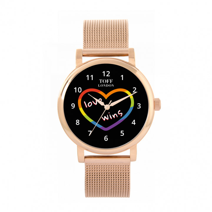 38mm Valentine Black Love Wins Heart Watch