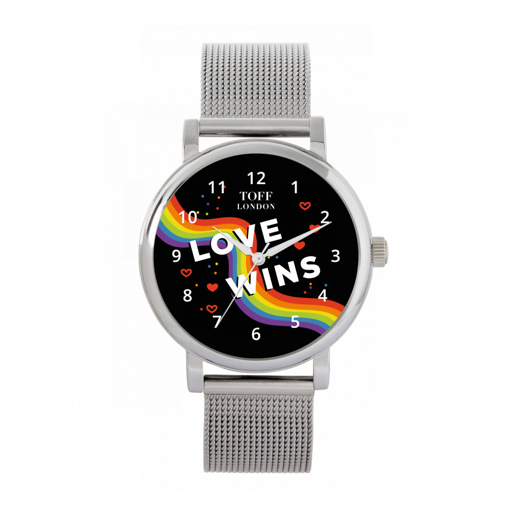 38mm Valentine Black Love Wins Rainbow Watch