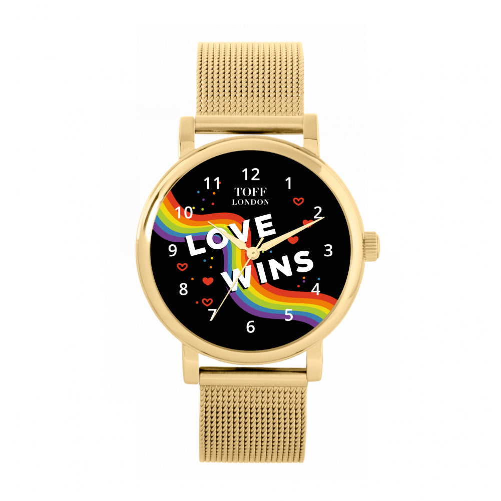 38mm Valentine Black Love Wins Rainbow Watch