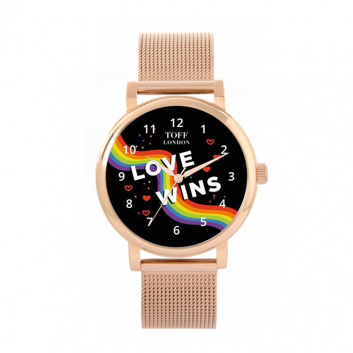 38mm Valentine Black Love Wins Rainbow Watch