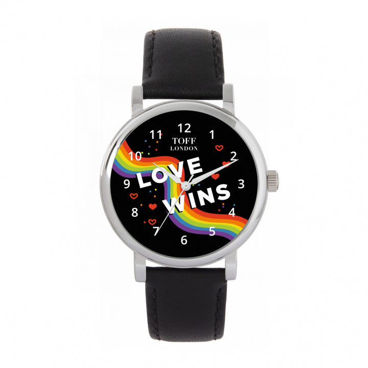 38mm Valentine Black Love Wins Rainbow Watch